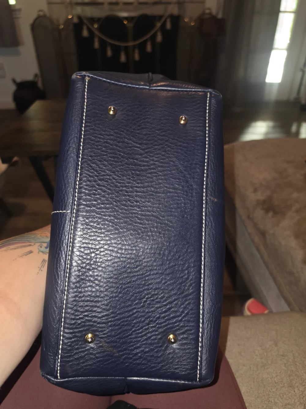 Dooney & Bourke Navy Pebble Grain Leather Satchel Crossbody